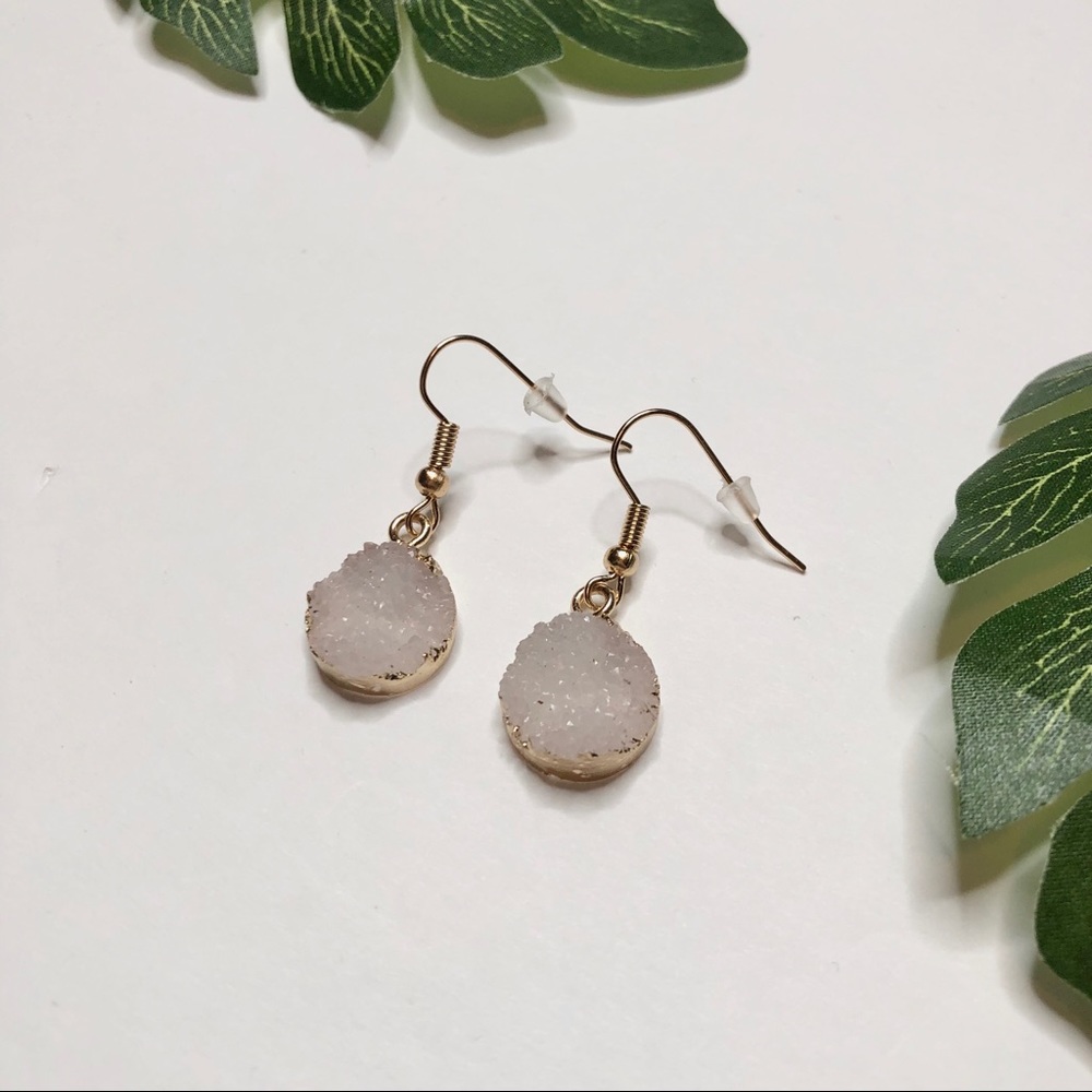 White Resin Druzy Earrings